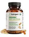 USDA Organic Soy Lecithin Supplement 800 mg, High Absorption Liquid Organic Capsules, Coline Lecitin Supplement for Brain & Live Health Support, Non-GMO, Gluten Free, 60 Count