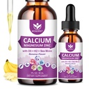 Kalcium-citrát 1000mg D3-vitaminnal nők és férfiak számára - Folyékony kalcium-magnézium-cink D3 K2 kiegészítés csonthoz, fogak támogatása, cukormentes, Vegán, Banana Flavor - 1 Fl Oz (2 csomag)