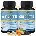 Organic Cadane 2 Packs Quercetin kiegészítők kapszula, 6in1 kurkuma, Berberine, Stinging Nettle, fekete mag, fekete paprika - támogatja az immunrendszert - 4 hónap ellátás