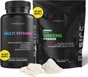 Livingood Napi Szív Szív Support Bundle - Multivitaminok / Multiásványi anyagok Plus Zöldek Por egy jól kiegyensúlyozott és teljes tápanyag-támogatás - Szív-egészségügyi kiegészítők
