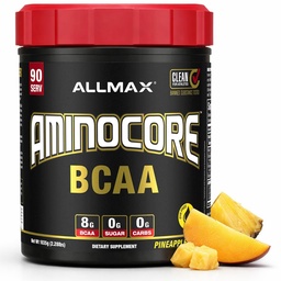 ALLMAX Nutrition AMINOCORE BCAA, Ananász mangó - 945 g Powder - 8.18 Grams of Branched Chain Amin acids Per Serving - with B Vitamins - No Fillers or Non-BCAA Aminos - Sugar Free - 90 Servings