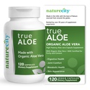 NatureCity True-Aloe Gut Health Support – 80.000mg Aloe Vera Gel Equivalent Per Serving – Bio Aloe Vera (120 Kapseln) für Verdauungs-, Haut- und Gelenkunterstützung | Kleine einfache zu verschlingen Pillen