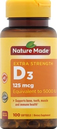 Természet készített D3-vitamin Diétás kiegészítés Softgels, 5000 I.U, 100 gróf