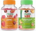 Életképes cink Kids + kurkuma gyerekek, gumicukor bundle - nagy ízű, vitaminpótlás, glutén mentes, GMO mentes, rágható gumi