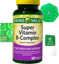 Super Vitamin B- Complex 100 tabletta Diétás kiegészítés Bundle exkluzív Jobb Ligth & Spring Guide + Heti Pill Organize (3 elem)