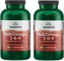 Swanson MultiOmega 3-6- 9 - Non-GMO Flax, Borage & Fish Oil Capsules - Essential Fatty Acids Supporting Cardiovascularis Health & Brain Health - (220 Softgels, 2400mg Serving) 2 palack
