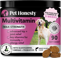 Kutya Multivitamin Max Erő - 15 az 1 Vitaminok az egészség és a szív - Essentials Halolaj, Glukozamin, Probiotikumok, Omega Hal Olaj - Multivitaminok kiegészítők a bőr és a kabát