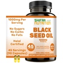 SHIBAA NUTRITION Halal Black Seed Oil - 124; 1000mg 45 Servings