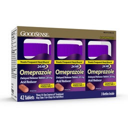 GoodSense Omeprazol Késleltetett kiadású 20 mg-os tabletta, Gyomorsavcsökkentő gyakori szívégés kezelésére, 42