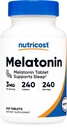 Nutricost Melatonin 3 mg, 240 tabletta - 3 mg szerving, nem-GMO, glutén mentes