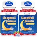 Alvó gumik felnőttek és gyerekek - Sugar Free Melatonin Gumies Magnéziummal, L-Theanine, B12-vitamin, Vegan - málna ízesített, 120 Cts
