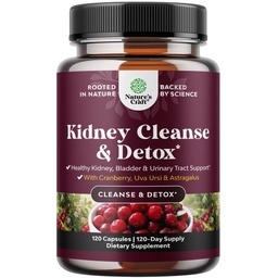 Advanced Kidney Support Supplement - Kidney Cleanse Detox & javítási Cranberry kivonat kapszula Uva Ursi, Stinging Nettle & Astragalus a vese egészségére - Vizeleti Tract Health - 120 Caps