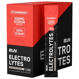 BPN Electrolites Go Packs Hydration Drink Mix 124; Sugar Free Electrolyte Powder 124; 500mg Nátrium- per Serving 124; Natural Sweeted 124; Strawberry 30 Servings