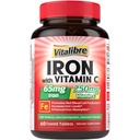 Iron Supplement, 65mg Carbonyl Iron with 250mg Vitamin C, Stomach Friendly Iron Pills for Blood Building Women & Men, High Absorption, No Nausea, No Constipation, Non-GMO, No Gluten, 60 Vegan Tabs
