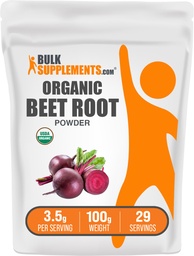 BulkSupplements.com Organic Beet Root Powder - Superfood Supplement - Vegan & Gluten Free, 3.5g per Serving, 100g (3.5 oz) (1-es csomag)