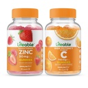 Életképes cink 50mg + C-vitamin 750mg, gumicukor bundle - nagy ízű, vitamin kiegészítés, glutén mentes, GMO mentes, rágógumi