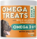 PAWFECTCHEW Omega 3 kutyák számára (60 sajt) - Alaszkai lazac halolaj kezelések kutyák számára - Omega zsírsavak - Bőr és kabát kiegészítés - száraz viszkető bőr, shedding & allergia Relief