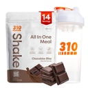 310 Nutrition All- in - One Meal Push Powder w / Shaker Cup Starter Kit - High Protein Fiber Rich Vegan Superfood Blend - Sugar- Free, Keto & Paleo Friendly, Low Carb - Chocolate Bliss 14 srv