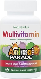 NaturesPlus Animal Parade Children 's Chewable Multivitamin - 180 Animal- Shaped Tablets, Pack of 3 - Natural Assorted Armors - Vegan, Gluten Free - 270 Total Servings