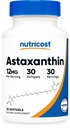 Nutricost Astaxantin 12 mg, 30 Softgels - Non-GMO és glutén mentes