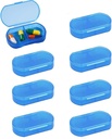 8PCS Pill Case Organizer Pocket Small Pill Holder, Daily AM & PM konténerek, Medicine Holder, Ideal for Medication, Vitamin, Supplement, Perfect for Travel, Ideal for Purse (Blue)