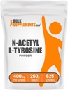 BulkSupplements.com N- Acetyl L- Tyrosine Powder - Tyrosine Supplement, NALT Powder, Amino Amino Acid Supplement - Flavored & Gluten Free, 400 mg per Serving, 250g (8,8 oz) (1-es csomag)