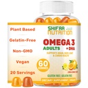 SHIBAA NUTRITION Vegan Omega 3 Gummees for Advanced 124; No Fish Oil Burps n.e.124; 60 Gummeumeaux 124; Plant Based w / Chia Oil, Alghane 124; Omega 3 6 9 w / DHA, Vitamin C) 124; for Brain, Cardiovascularis & Immune Support Halal