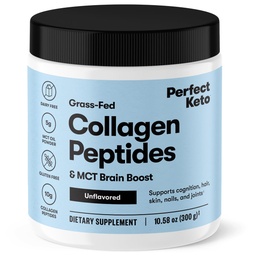 Tökéletes Keto Collagen Peptides fehérje por MCT olaj, hidrolizált Collagen, I-es és III-as típusú kiegészítés, glutén mentes, Grass Fed, Alacsony szénhidrát, Keto Coffee Creamer, Collagen a nők és férfiak, ízesítetlen