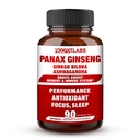 Koreai Red Panax Ginseng 750mg Legnagyobb potencia Ginkgo Biloba és Ashwagandha, Boost Energy, Memory, and Immune System - Fókusz kiegészítő tabletták férfiak és nők, 90 Vegan kapszula