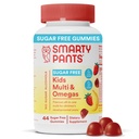 SmartyPants Kids Multivitamin Gummies, Sugar Free: Omega 3 (ALA), D3, C vitamin, B12, B6, A, K & Cink immun támogatás, biotin, Erythritol Free, Strawberry Banana, 44 Count (22 napos ellátás)