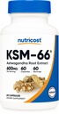 Nutricost KSM- 66 Ashwagandha Root kivonat 600mg, 60 Veggie Caps - 5% Withanolides - BioPerine - Full- Spectrum Root kivonat