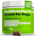 Deley Naturals 15 in 1 Multivitamin für Hunde - Komplette Hunde-Vitamine und Ergänzungen für Immununterstützung, Gelenk, Haut, Verdauung, Herz & Gesamtgesundheit - Tägliche Multifunktions-Ergänzungen - 120 Chews