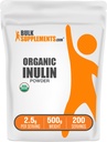 BulkSupplemens.com Organic Inulin Powder - Inulin Supplement, Soluble Fiber Powder - Vegan & Gluten Free - 2,5 g per Serving, 500g (1,1 lbs) (1x csomag)