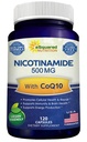 Nicotinamid mit CoQ10 (120 Kapseln) - Vitamin B3 500mg (Niacinamid Flush Free) - Coenzym Q10 Powder - VIT B-3 & Coq 10 Ergänzung Pillen zur Unterstützung von Energie, NAD, & Skin Cell Health