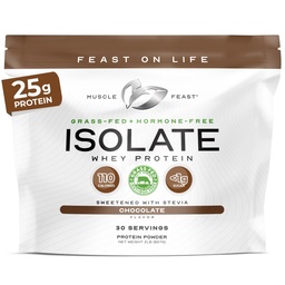 Muscle Feast Grass- Fed Whey Protein izolátum, Minden természetes hormon ingyenes paszta emelt, Whey izolátum fehérje por a férfiak és nők, tiszta, gluténmentes, finom izolátum fehérje - csokoládé, 2lb