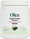 Olea Supercharge Greens - Bloat Relief & Clean Energy Support - Yerba Mate + Probiotics + Digestive Enzimes + Fiber - No Sugar Added - Gut Health Greens Drink for Daily Digestion