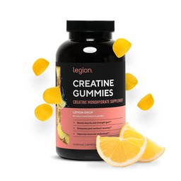 LEGION Creatine Monohydrate Gumies - Clean Chewable Creatine Supplement for Strength, Endurance & Muscle Recovery - 30 Lemon Drop Flavor Servings - No Manual Flavor or or Sweeteners.