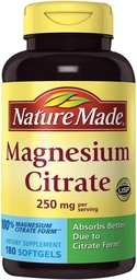 Természet Készített magnézium-citrát 250 mg étrend-kiegészítés (Netcount 180 Soft Gels), 180Count
