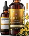 Mullein Levélkivonat tüdőtisztításhoz és egészséghez - Mullein cseppek Készült az USA-ban - Lung Support Supplement - Herbal Légzőrendszer - Mullein kivonat tinktúra 4 Fl Oz