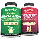 Nutrivein Premium Ashwagandha kapszula & Tart Cherry kapszula Bundle: Magas-abszorpciós Tart cseresznye kivonat és Ashwagandha kiegészítők a helyreállításra, egyensúlyra és vitalitásra