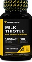 Primaforce Milk Thistle 180 kapszula 1000mg egyenértékű - glutén mentes, nem-GMO étrend kiegészítés, 250mg 4: 1 kivonat