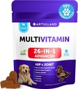 20 in 1 Dog Multivitamin glükozaminnal - Rágható kutya vitaminok és kiegészítők - Senior & Puppy Multivitamin sajtok pet Hip & közös támogatás, immunitás, mobilitás, bőr, emésztés - 70 lágy kezelések