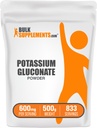 BulkSupplements.com Kálium Glukonát por - hidratációs támogatás, Ásványvíz kiegészítés, Kálium 99mg - Gluten Free, 600mg per Serving, 500g (1,1 kg) (1x csomag)