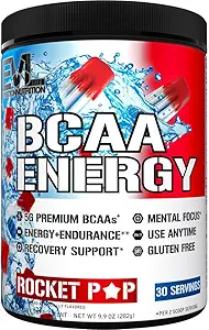 EVL BCAA Amino Acids Powder - BCAA Energy Pre Workout Powder for Muscle Recovery Lean Growth and Endurance - Rehidrating Post Workout Recovery Drink with Natural koffein - Rocket Pop