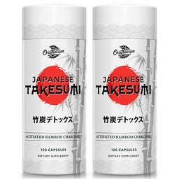 Takesumi Bamboo Charcoin 2000mg - Aktiválta a Bamboo-t a Max Absorption, Detox & Gut, 120 Vegan Capcommon 2 Üveg
