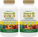 NaturesPlus Source of Life Gold Multivitamin - 90 rágótabletta, 2-es csomag - Vitaminokkal D3, B12, K2 & Több mint 120 teljes élelmiszer - vér, csont és immun támogatás - glutén mentes - 60 teljes adag