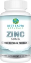 Best Earth Naturals 50 Mg Cink kiegészítők - Immun Supplement Supplement - High Potency Natural Antioxidant - 100 tabletta (100 Day- Supply)