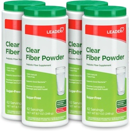 Leader Prebiotic Fiber Supplement Powder for Digestive Health, 100% Natural Daily Fiber Powder, Sugar- Free, Taste- Free, Gluten Free, Non-GMO, Unflavored, 62 Servings (8.7 OZ) (4-es csomag)