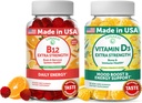 Lunakai B12-vitamin és D3-vitamin Gummies Bundle - 3000 mcg B12 és 25 mcg 1000 UI VIT D3 - Gluten Free, No Kukoricaszirup, Organic, Non-GMO, Növényi alapú zselatin mentes
