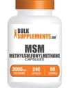 BulkSupplements.com MSM kapszula - metil-szulfonil-metán, MSM 3000mg - Közös kiegészítők, glutén mentes, 4 kapszula adagonként, 240 gróf (1-es csomag)